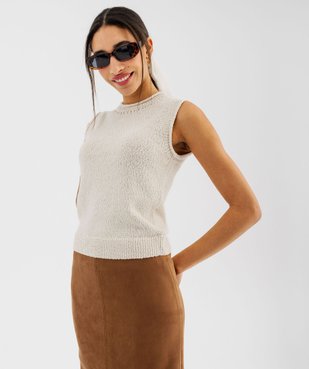 Pull léger sans manches avec finitions roulottées femme vue2 - GEMO(FEMME PAP) - GEMO