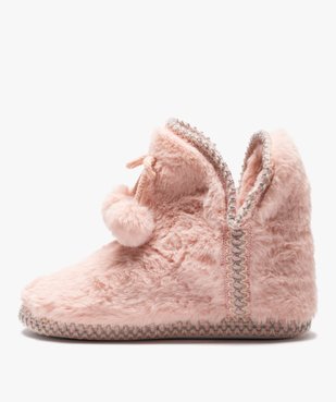 Chaussons femme boots en fourrure imitation et passementerie vue3 - GEMO(HOMWR FEM) - GEMO
