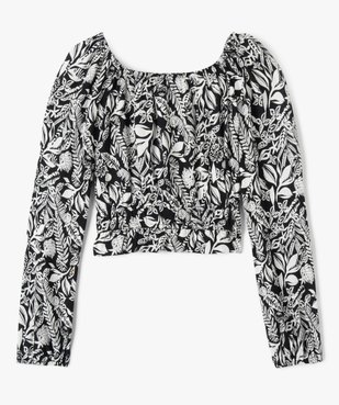 Blouse à manches longues coupe courte avec col modulable fille vue3 - GEMO 4G FILLE - GEMO