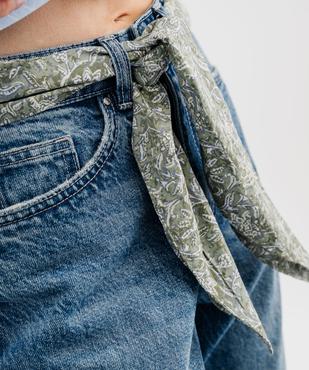 Jean straight cropped taille haute avec ceinture à nouer femme vue3 - GEMO(FEMME PAP) - GEMO