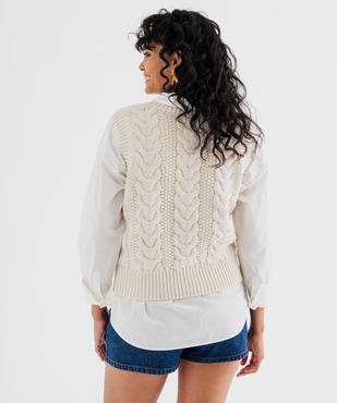 Pull sans manches à grosse maille torsadée femme - LuluCastagnette vue3 - LULUCASTAGNETTE - GEMO