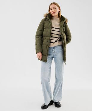Manteau matelassé à capuche en fourrure imitation femme vue5 - GEMO 4G FEMME - GEMO