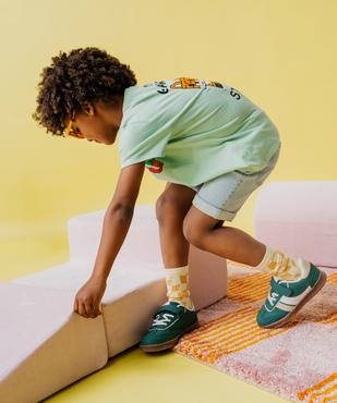 Bermuda en jean extensible délavé avec taille en bord-côte garçon vue5 - GEMO (ENFANT) - GEMO