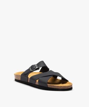 Mules homme à brides en cuir uni vue2 - GEMO 4G HOMME - GEMO