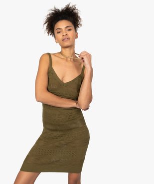Robe femme à bretelles en maille ajourée vue1 - GEMO(FEMME PAP) - GEMO