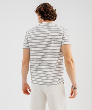 Tee-shirt manches courtes rayé en maille piquée homme vue3 - GEMO 4G HOMME - GEMO