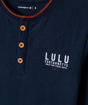 Tee-shirt à manches longues à col tunisien garçon - LuluCastagnette vue3 - LULUCASTAGNETTE - GEMO