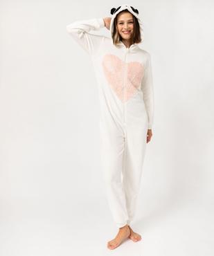 Combinaison pyjama en maille peluche imprimée panda femme vue3 - GEMO(HOMWR FEM) - GEMO
