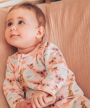 Pyjama dors-bien avec fermeture zippée et motif animaux bébé fille vue6 - GEMO 4G BEBE - GEMO