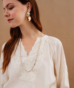 Blouse manches longues bohème à dentelle femme vue6 - GEMO(FEMME PAP) - GEMO