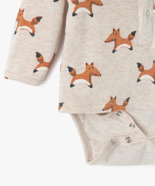 Body bébé à manches longues effet tee-shirt vue3 - GEMO(BB COUCHE) - GEMO