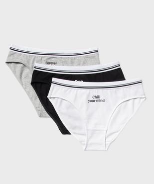 Culottes en coton stretch avec inscriptions fille (lot de 3) vue1 - GEMO 4G FILLE - GEMO