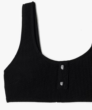 Maillot de bain deux pièces en maille gaufrée fille vue2 - GEMO 4G FILLE - GEMO