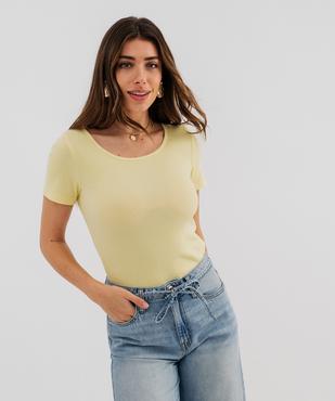Body à manches courtes en maille côtelée femme vue1 - GEMO 4G FEMME - GEMO