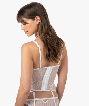 Guêpière en dentelle avec jarretières amovibles vue2 - GEMO(HOMWR FEM) - GEMO