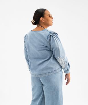 Blouse en jean à manches longues et broderies femme grande taille vue3 - GEMO (G TAILLE) - GEMO