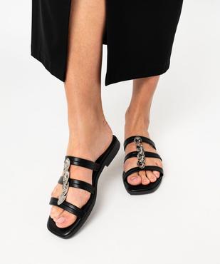 Mules femme à talon plat à brides et bijoux fantaisie vue1 - GEMO (CASUAL) - GEMO