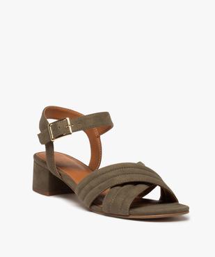 Sandales femme à brides matelassées en suédine et petit talon vue2 - GEMO(URBAIN) - GEMO