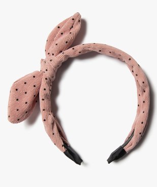 Serre-tête fille à pois avec large nœud vue1 - GEMO - GEMO