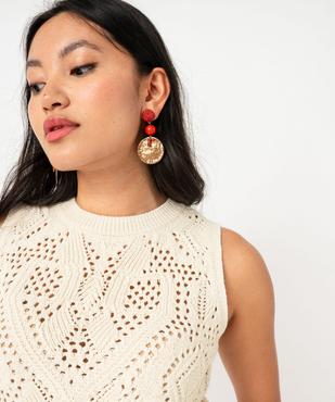 Pull sans manches ajouré femme vue2 - GEMO 4G FEMME - GEMO
