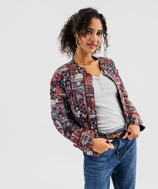 Veste matelassée à col rond à motifs femme vue2 - GEMO 4G FEMME - GEMO
