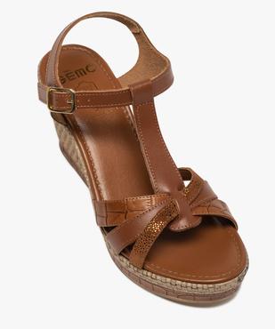 Sandales femme unies à talon compensé et brides croisées vue5 - GEMO(URBAIN) - GEMO