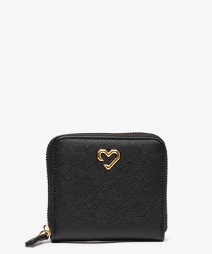 Portefeuille femme zippé uni avec bijou en forme de cœur vue1 - GEMO (ACCESS) - GEMO
