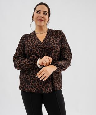 Tee-shirt imprimé à manches longues à col V femme grande taille vue3 - GEMO 4G GT - GEMO