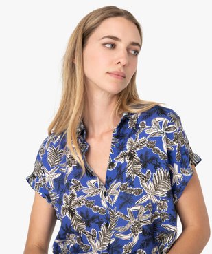 Chemise femme imprimée à manches courtes et bas élastiqué vue2 - GEMO(FEMME PAP) - GEMO
