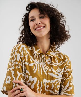 Robe longue et fluide à manches courtes imprimée femme vue2 - GEMO 4G FEMME - GEMO