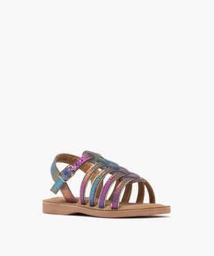 Sandales en cuir forme spartiates irisées fille - Tanéo vue2 - TANEO GEMO FOR GOOD - GEMO