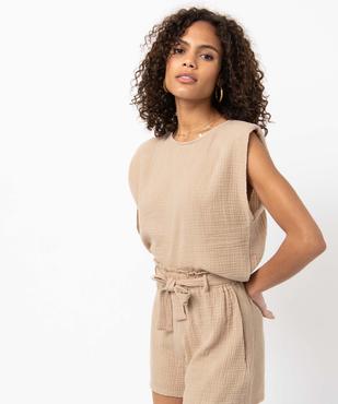 Blouse femme sans manches avec épaulettes en gaze de coton vue1 - GEMO(FEMME PAP) - GEMO