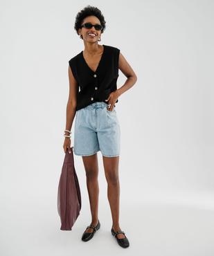 Gilet sans manches en laine à poches et gros boutons femme vue4 - GEMO(FEMME PAP) - GEMO