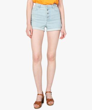 Short en jean femme taille haute avec revers cousus vue1 - GEMO(FEMME PAP) - GEMO
