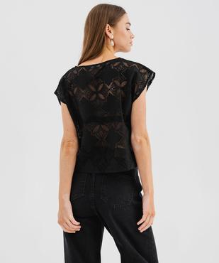 Tee-shirt sans manches en dentelle ajourée coupe loose femme vue3 - GEMO(FEMME PAP) - GEMO