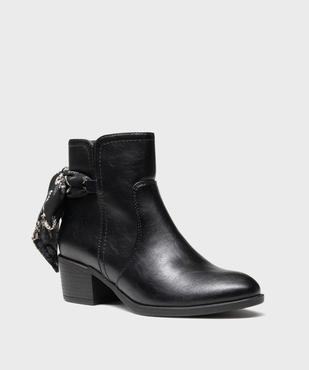 Boots à talon cubain et foulard noué femme vue2 - EMILIA ROSA - GEMO