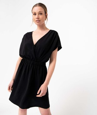 Robe femme en maille gaufrée avec double décolleté cache-coeur vue1 - GEMO(FEMME PAP) - GEMO