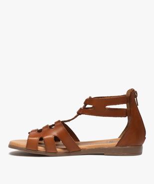 Sandales femme zippées à tige montante en cuir vue3 - GEMO (CASUAL) - GEMO