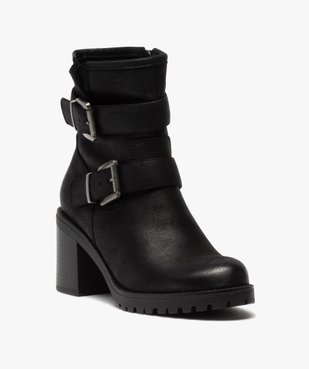 Boots femme à talon carré et larges brides décoratives vue2 - GEMO(URBAIN) - GEMO