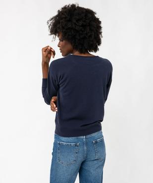 Pull fin à col rond finitions roulottée femme vue3 - GEMO(FEMME PAP) - GEMO