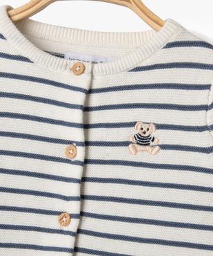 Gilet brassière rayé en coton bébé garçon - LuluCastagnette vue2 - LULU CASTAGNETTE GEMO FOR GOOD - GEMO