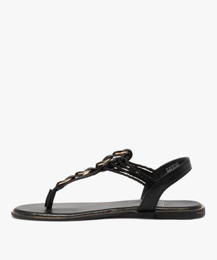 Sandales femme à talon plat et entre-doigts détails métal vue3 - GEMO (CASUAL) - GEMO