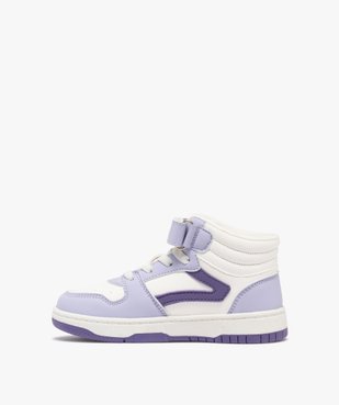 Baskets mid-cut tricolores à scratch et lacets élastiques fille  vue3 - ATHLETIC - GEMO