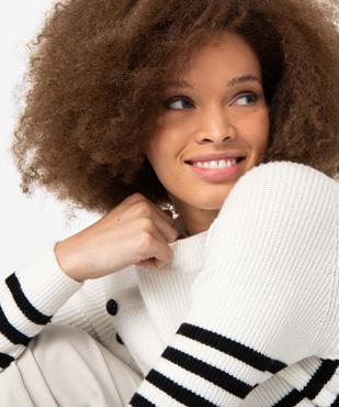 Pull femme à rayures et boutons aux emmanchures vue5 - GEMO(FEMME PAP) - GEMO