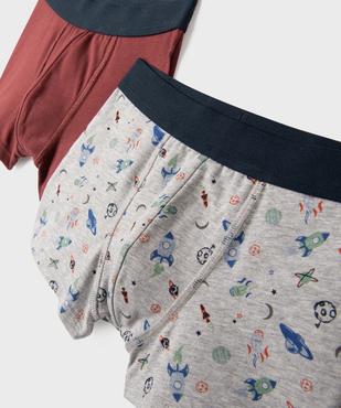 Boxers en coton stretch uni et motifs de l’espace garçon (lot de 2) vue2 - GEMO 4G GARCON - GEMO