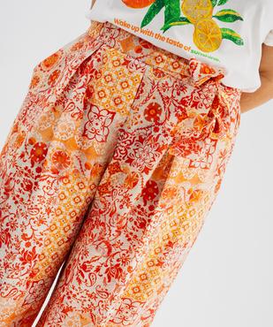 Pantalon fluide imprimé avec ceinture à nouer femme vue2 - GEMO 4G GT - GEMO