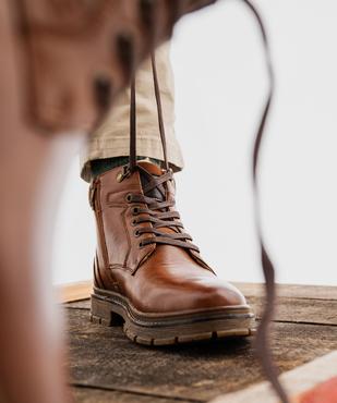 Boots fourrées à lacets, zip et épaisse semelle crantée homme vue1 - MARIO BALDANO - GEMO