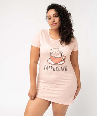 Chemise de nuit à manches courtes avec motifs femme grande taille vue2 - GEMO 4G FEMME - GEMO
