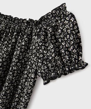 Blouse fleurie à manches courtes et col Bardot fille vue2 - GEMO (JUNIOR) - GEMO