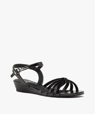 Sandales femme à petit talon et fines brides vernies vue2 - GEMO (CASUAL) - GEMO
